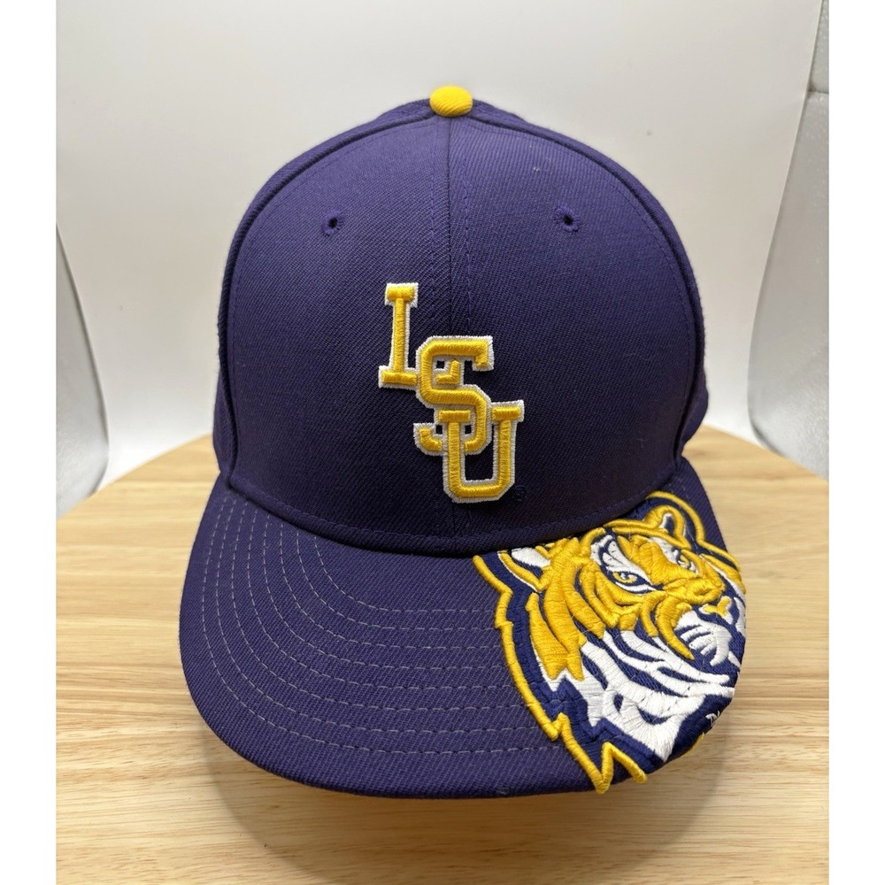 New Era 59FIFTY LSU Tigers Fitted Cap Hat Purple/Gold Size 7 5/8